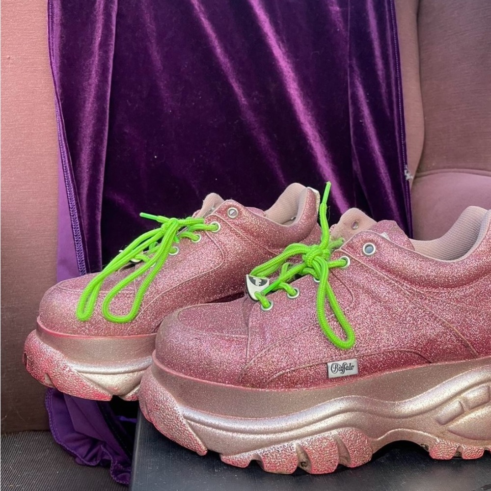 Pink Glitter Buffalo Sneakers